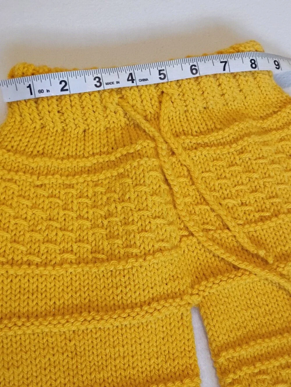 Handmade Yellow Woolen Baby Leggings Textured Knit Lounge Pants